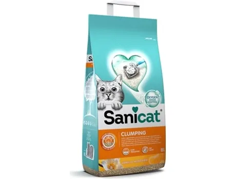 Areia Absorvente Aglomerante para Gato SANICAT Baunilha e Tangerina (8L)