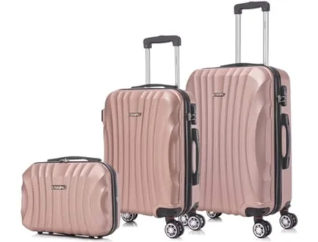 Conjunto de 3 Malas de Viagem RAYKONG Rosa Dourado (29/55/68cm - 16,84/45/76,5L)
